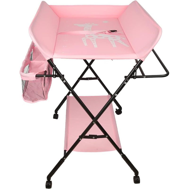 Table d'artisanat pliable à hauteur réglable avec étagères et roulettes — Monptitlou Image