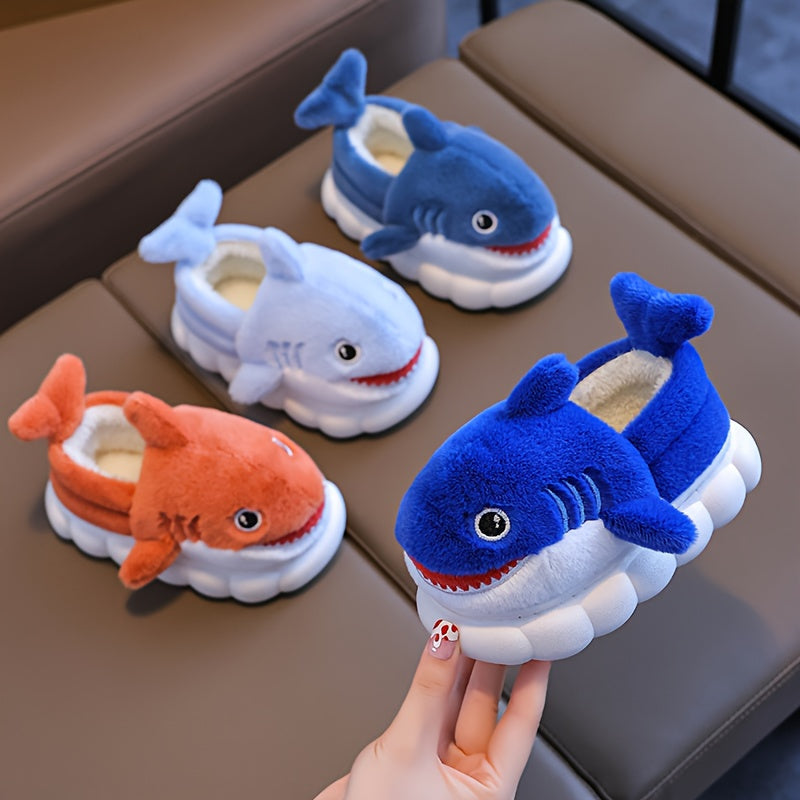 1 Paire de Chaussons en Peluche Requin Cartoon Mignons pour Garçons et — Monptitlou