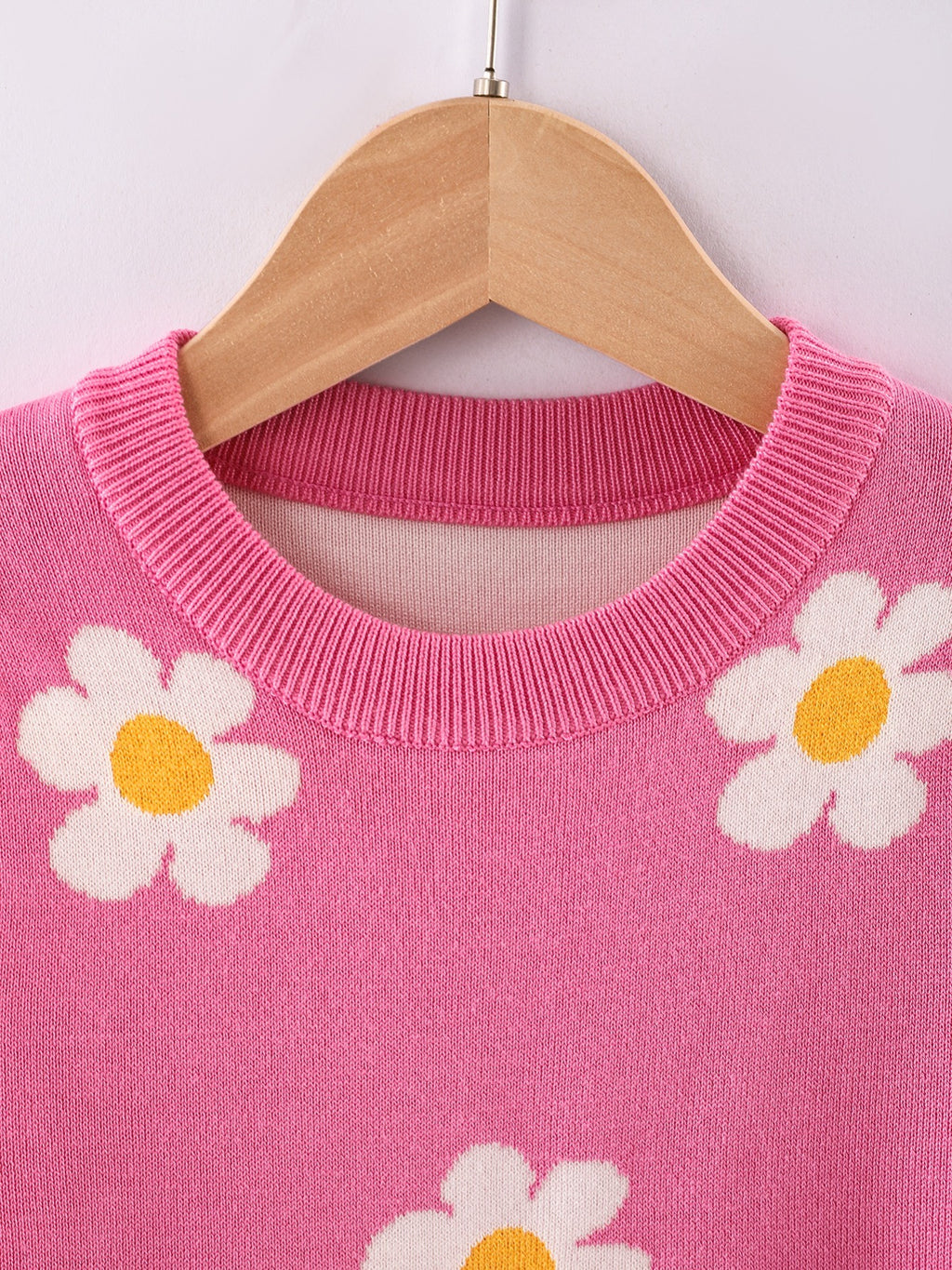 Pull col rond pour fille motif fleuri pour l'hiver — Monptitlou