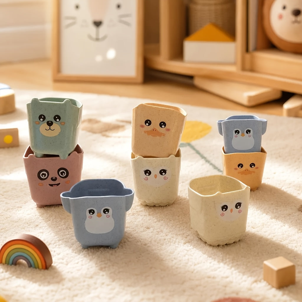 5 gobelets de rangement pour salle de bain avec animaux de dessins — Monptitlou
