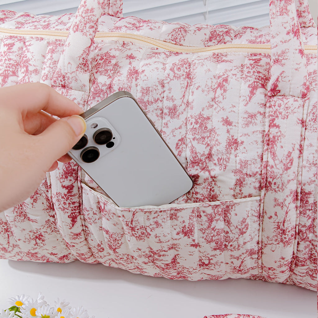 Sac fourre-tout grand modèle à motifs floraux, matelassé — Monptitlou