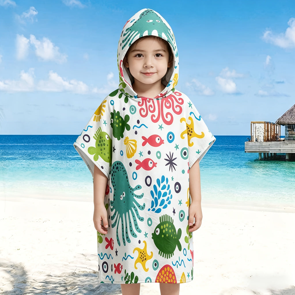 De serviette de bain colorée pour enfants avec capuche, séchage rapide — Monptitlou
