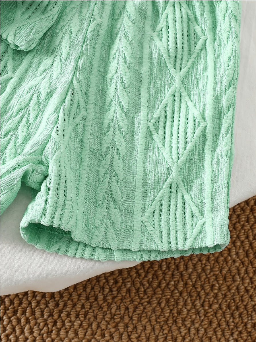 Ensemble polo et short décontracté à motif géométrique vert menthe pour — Monptitlou