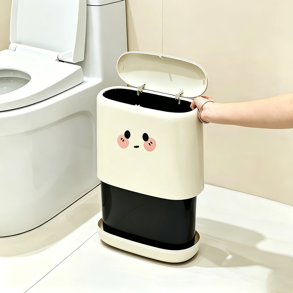 Poubelle Slim Mignonne avec Couvercle, Type Pression — Monptitlou