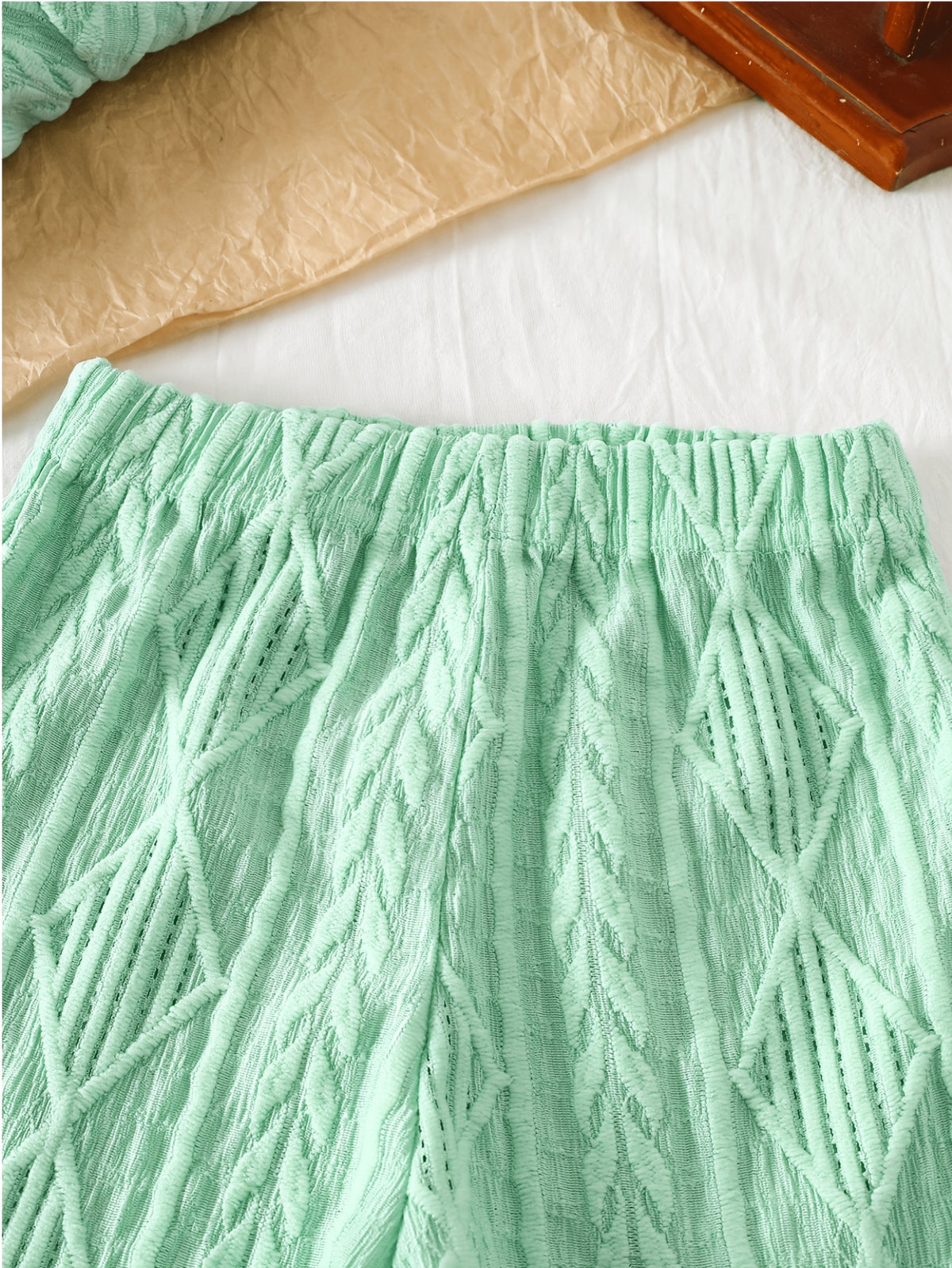 Ensemble polo et short décontracté à motif géométrique vert menthe pour — Monptitlou Image