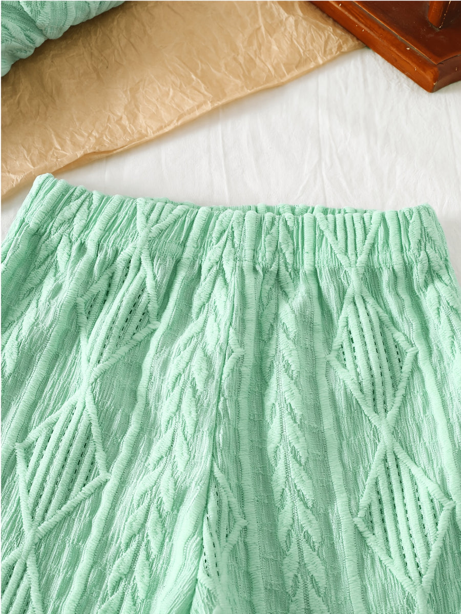 Ensemble polo et short décontracté à motif géométrique vert menthe pour — Monptitlou