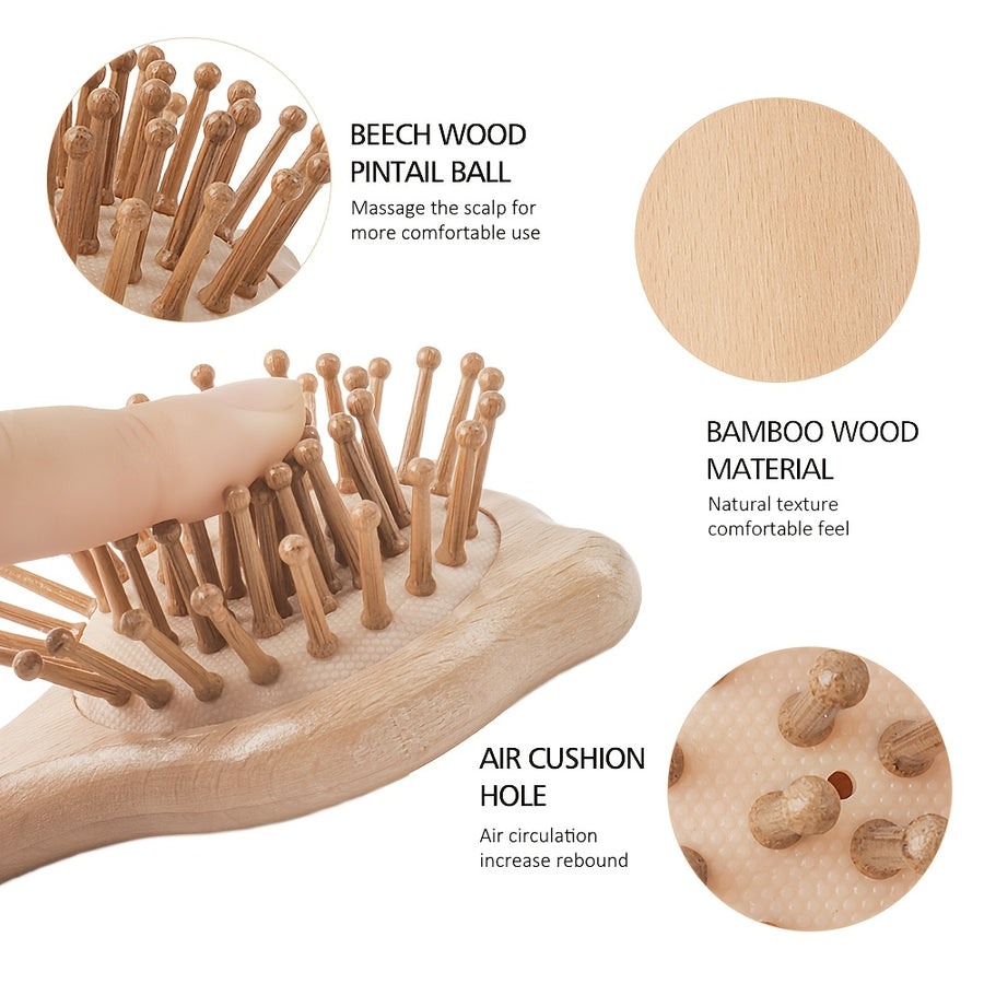 1 brosse et coussin de massage facial en bois de hêtre en forme d'ours — Monptitlou