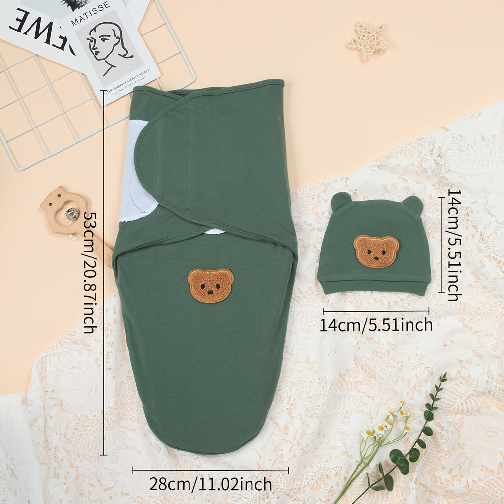 Ensemble Bébé Pure : Doublure et Bonnet, Motif Ours — Monptitlou