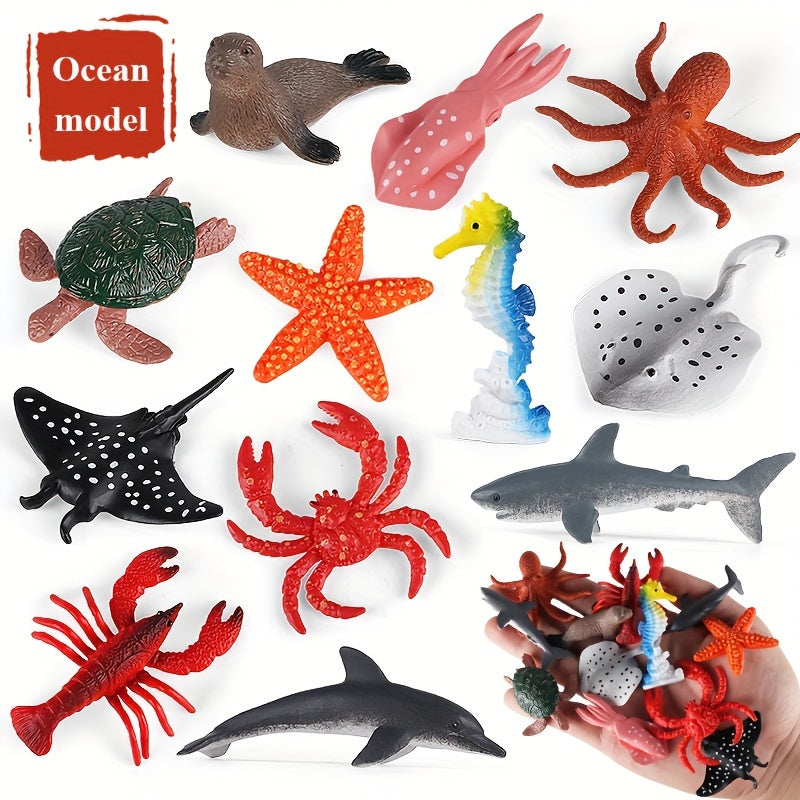 Figurines d'animaux marins, 12 pièces miniatures réalistes de créatures — Monptitlou Image