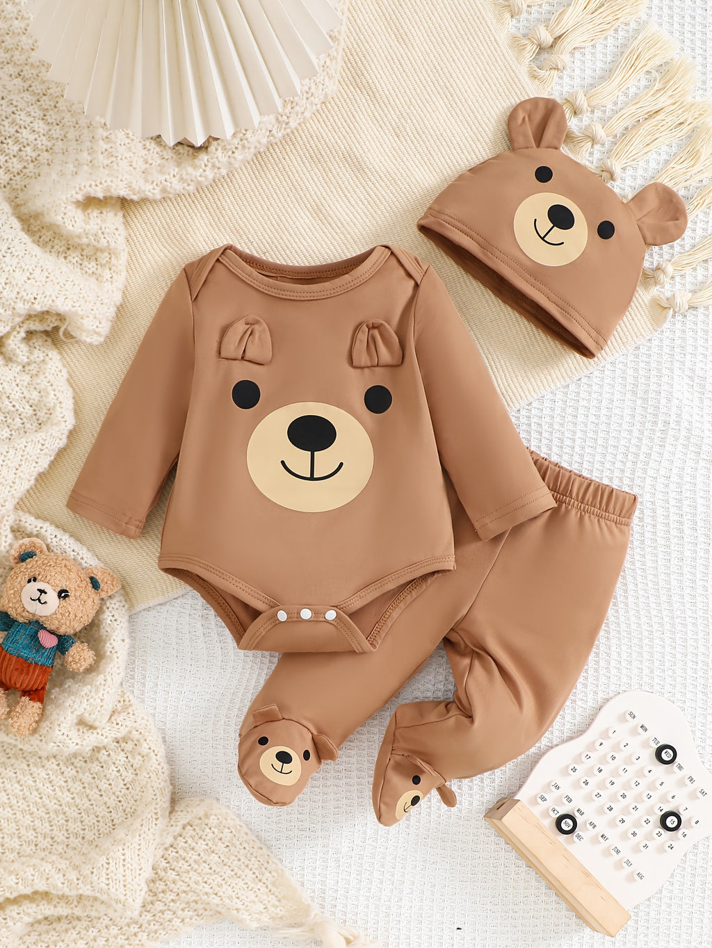 Ensemble Bébé Ours Mignon, Combinaison à Manches Longues — Monptitlou