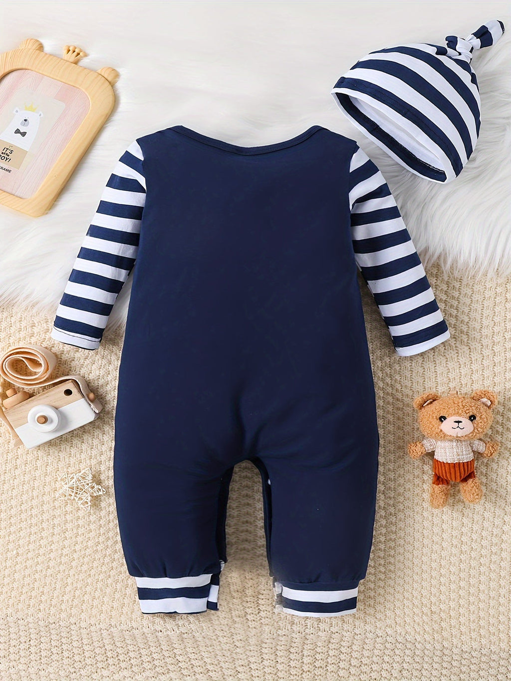 [2 pièces, idéal extérieur] Ensemble de 2 pièces de combinaison à manches longues à capuche et jambes ouvertes pour bébé