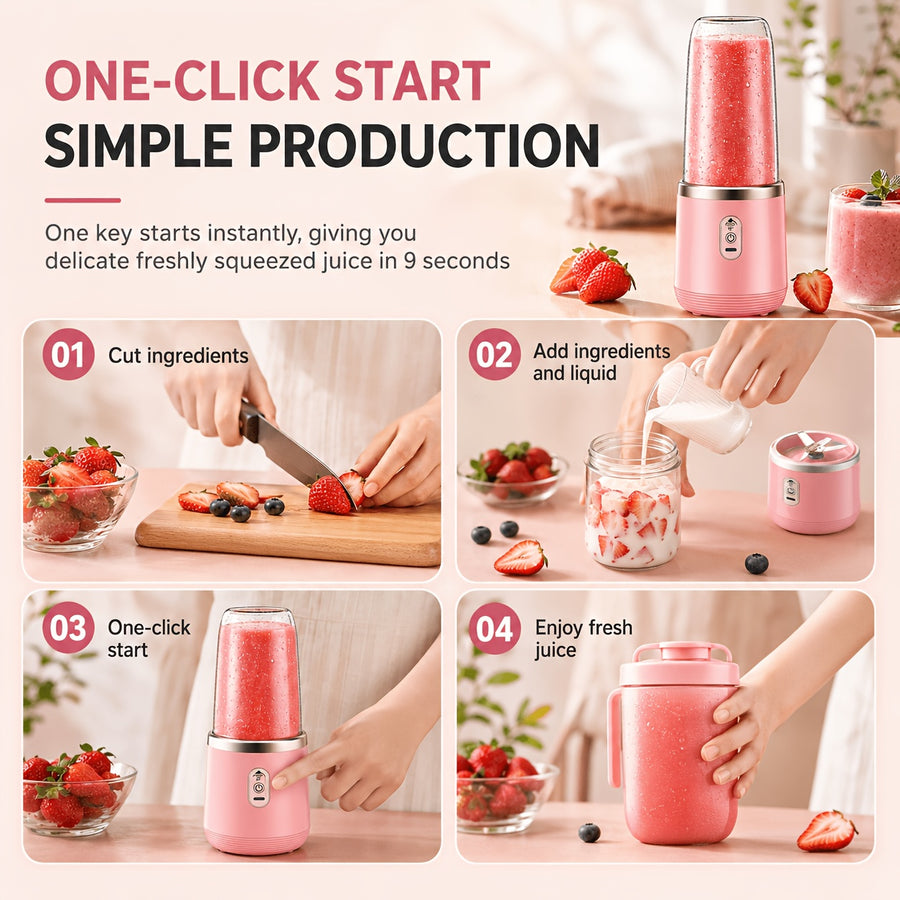 Mixeur bébé portable rechargeable USB, gobelet rose — Monptitlou