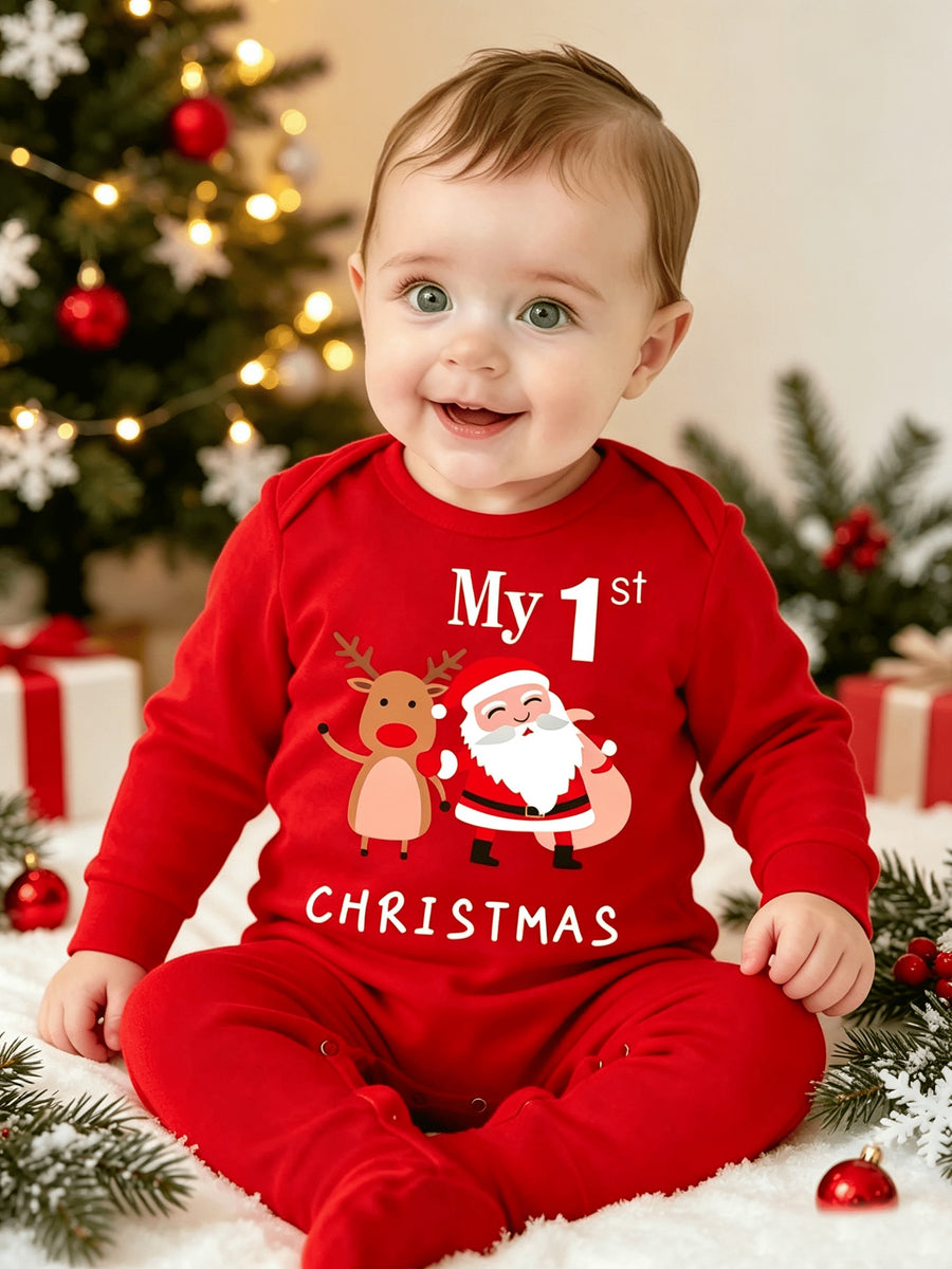 MA 1ÈRE NOUVELLE-ANNÉE Bébé Imprimé Noël Barboteuse Nouveau Bébé Romper — Monptitlou