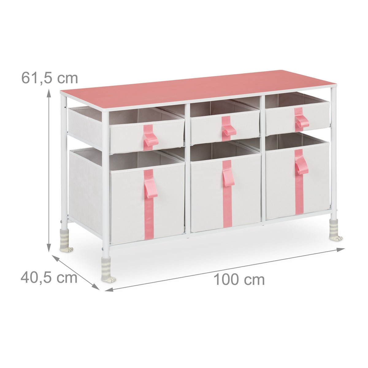 Commode pour enfants en blanc/rose - (L)100 x (H)61.5 x (P)40.5 cm — Monptitlou Image