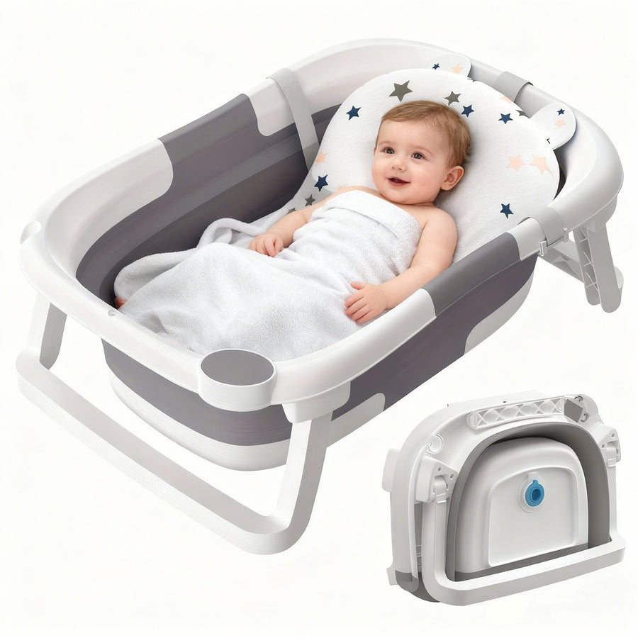 Baignoire pliable pour bébé avec coussin moelleux — Monptitlou