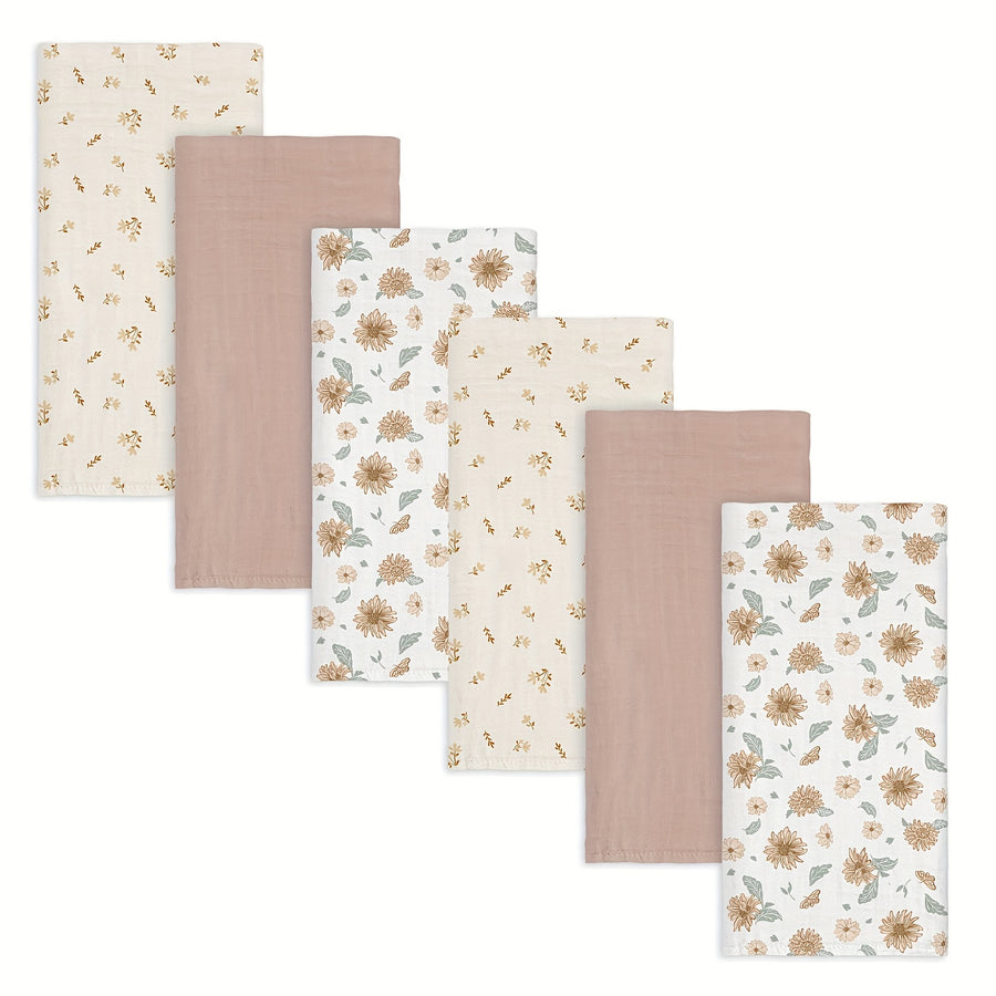 Lot de 6 langes bébé en mousseline de coton
