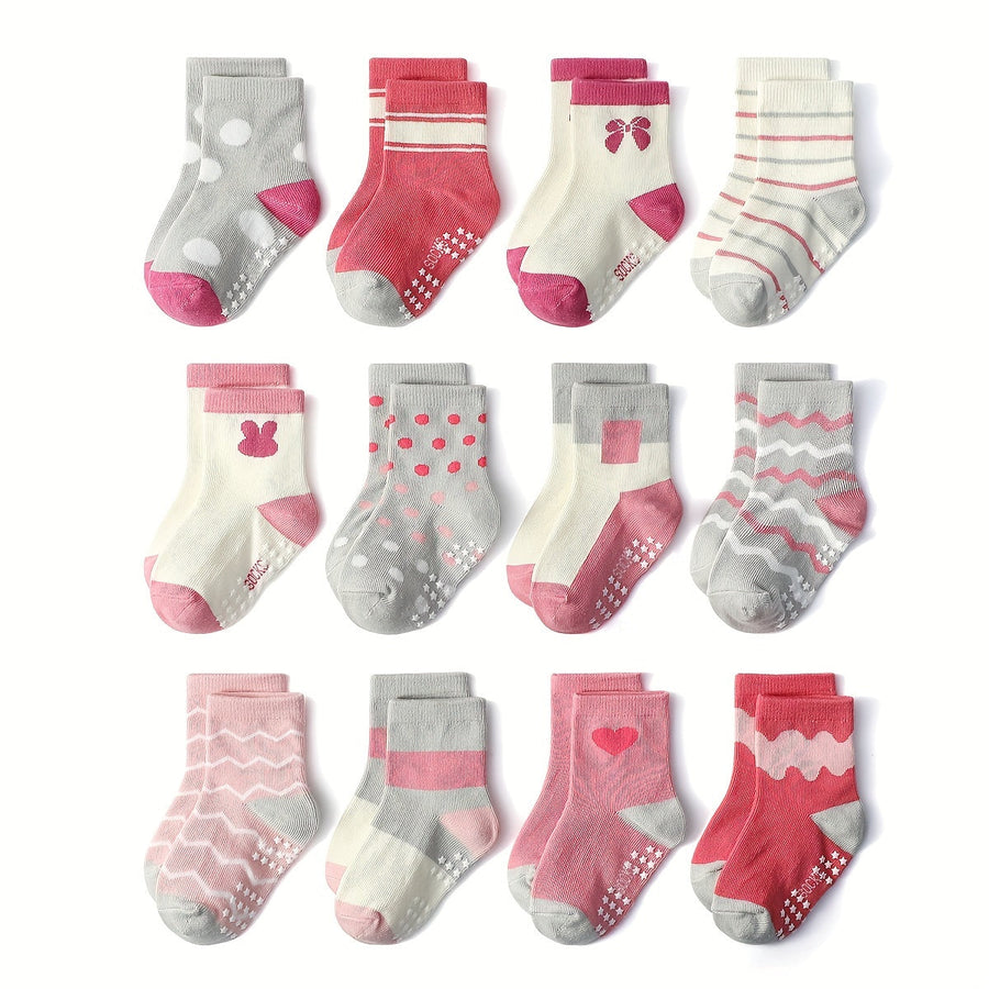 12 Paires de Chaussettes Mi-Mollet pour Filles, Nouveauté PC — Monptitlou