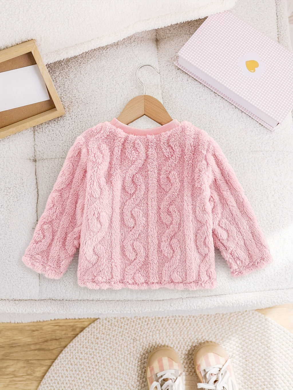 Haut fourrure couleur unie automne hiver manches longues col rond — Monptitlou
