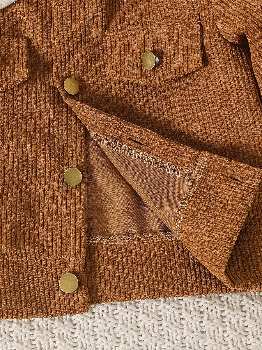 Veste en velours côtelé à rayures verticales marron café vintage pour — Monptitlou