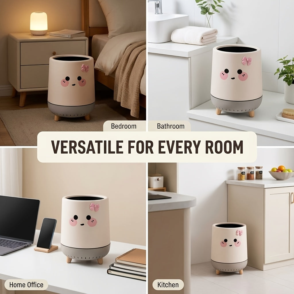 Poubelle à nœud rose mignon, poubelle à double couche sans couvercle — Monptitlou