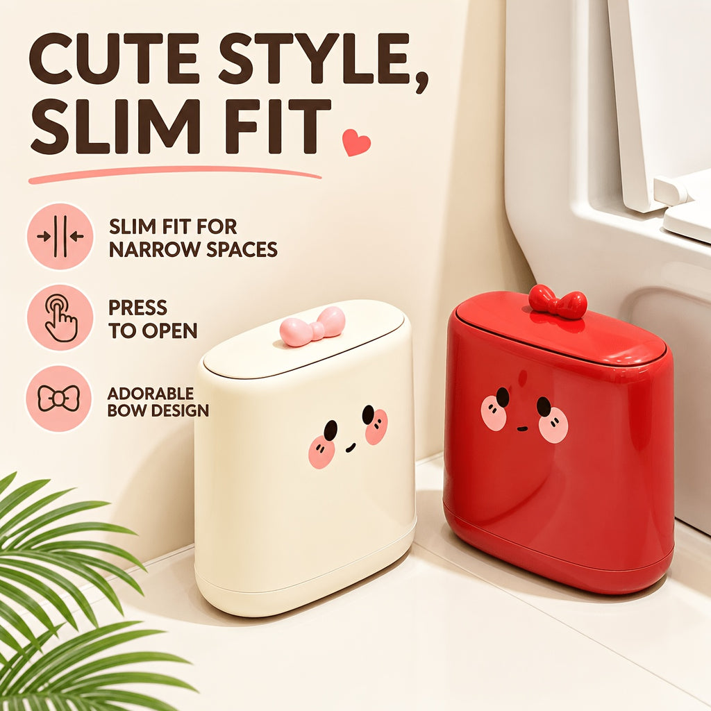 Poubelle Slim Mignonne avec Couvercle, Type Pression — Monptitlou