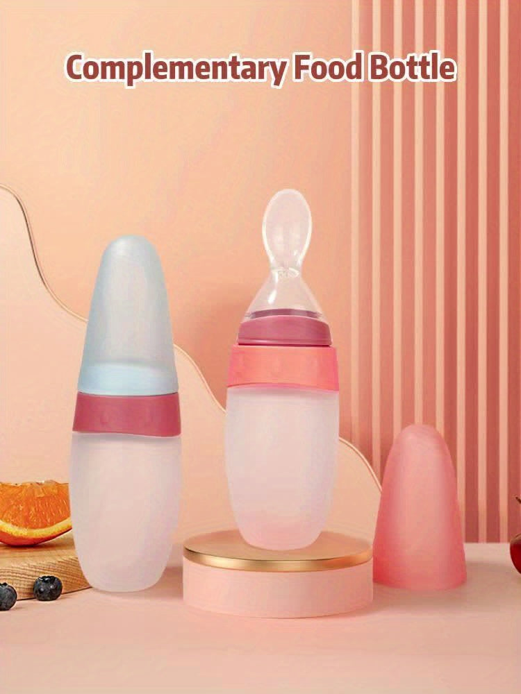 Biberon d'alimentation pour bébé en silicone liquide 100 ml/3 oz, broyeur d'aliments, pâte de riz, biberon à presser pou