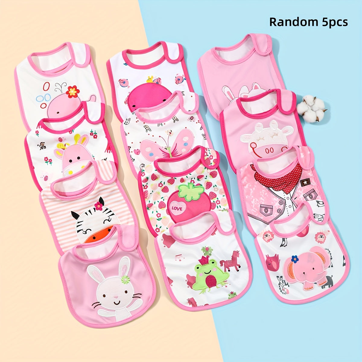 Bavoir pour bébé à motif aléatoire 3pcs 5pcs — Monptitlou Image