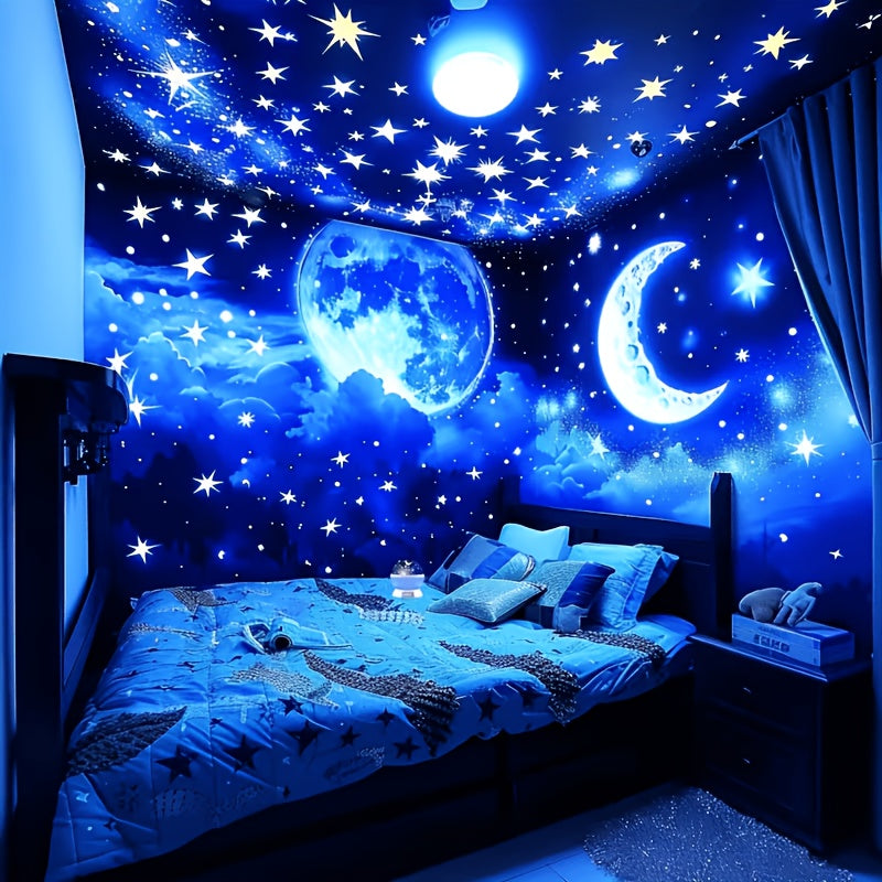 Lampe d'ambiance projection étoiles et lune, multi-couleurs rotative — Monptitlou