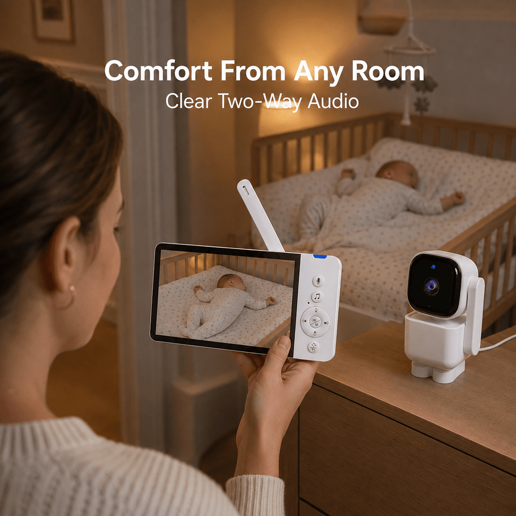 Moniteur vidéo bébé 720P 5 pouces avec caméra PTZ suivi automatique — Monptitlou