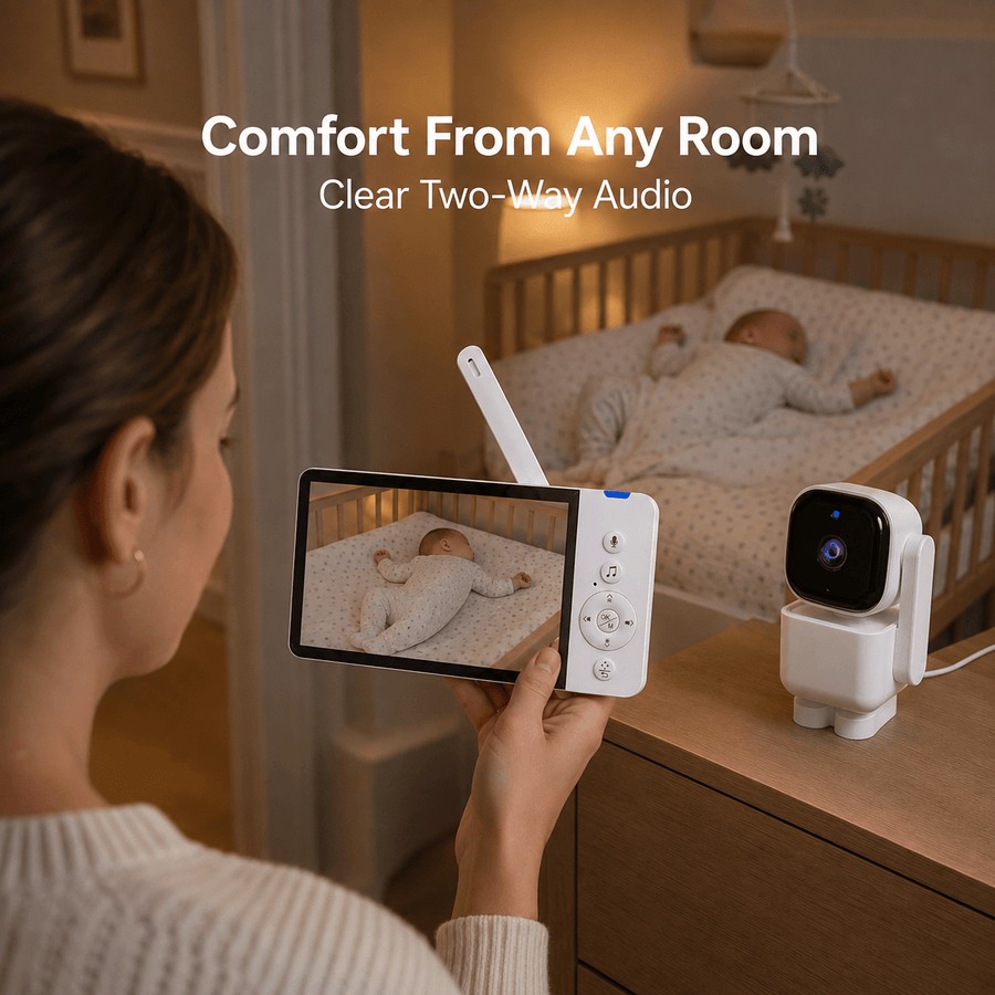 Moniteur vidéo bébé 720P 5 pouces avec caméra PTZ suivi automatique — Monptitlou