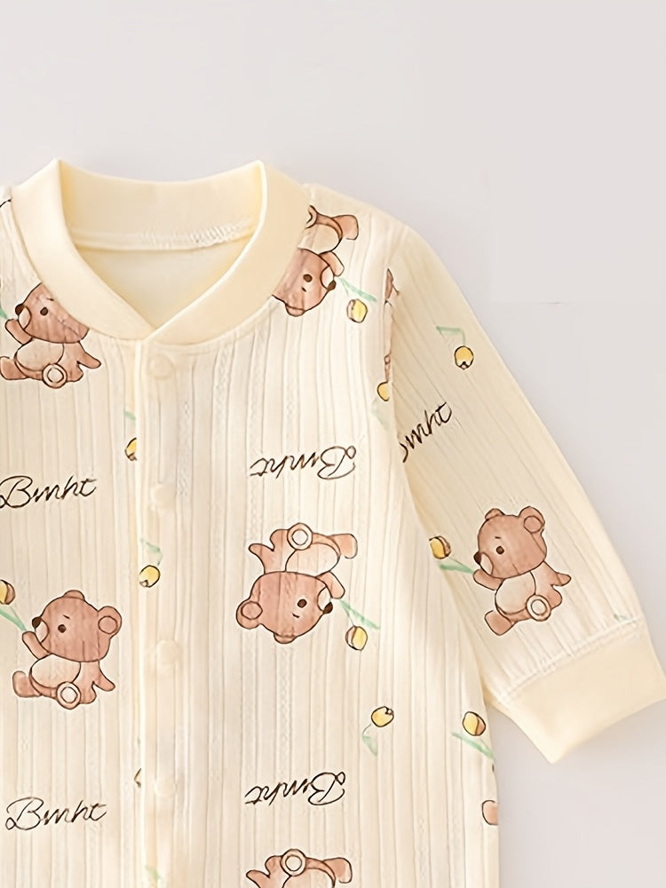 Combinaison bébé ours en peluche fleurie — Monptitlou