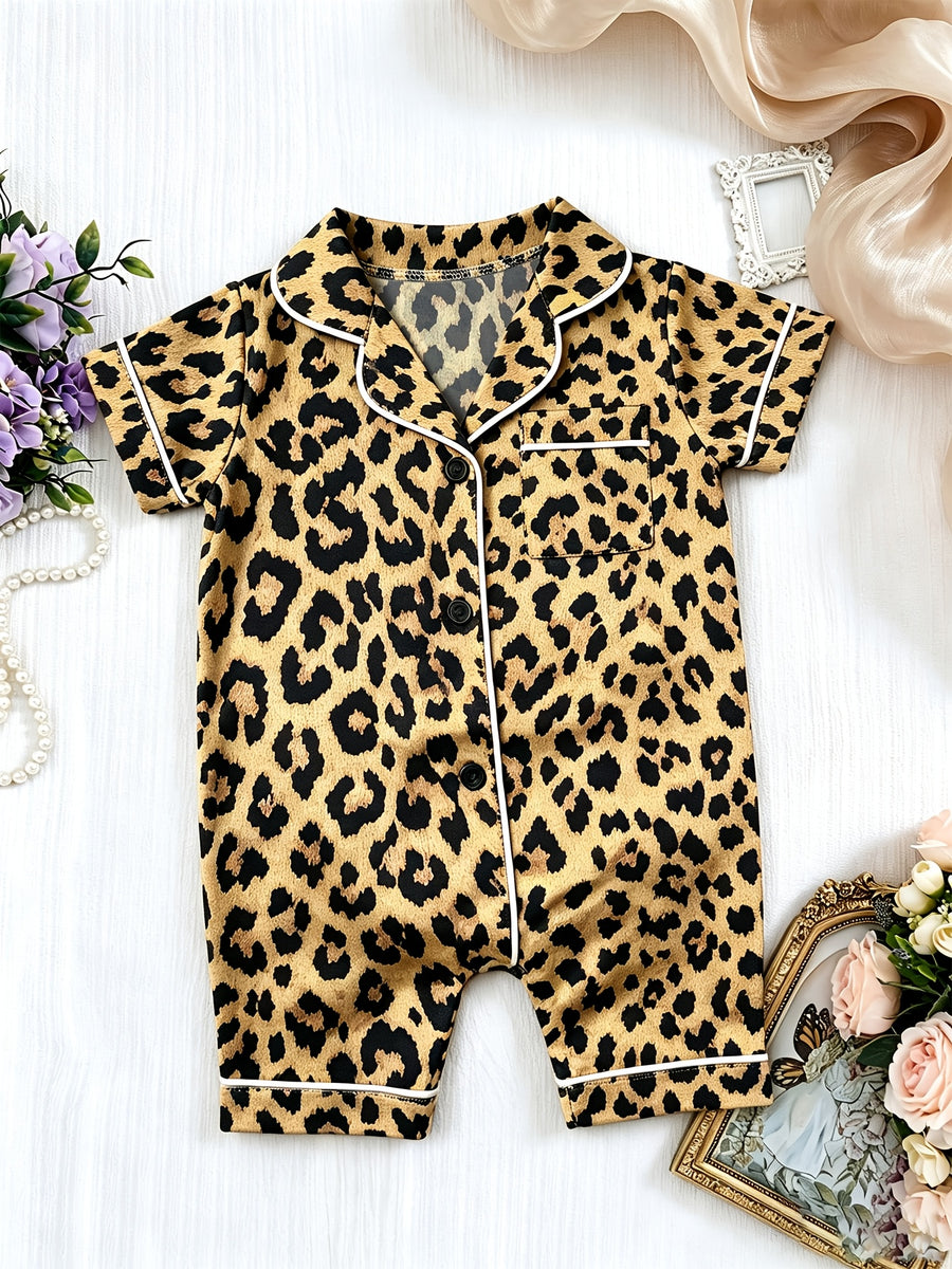 [Tenue bébé légère respirante] Combinaison courte manches à col revers — Monptitlou