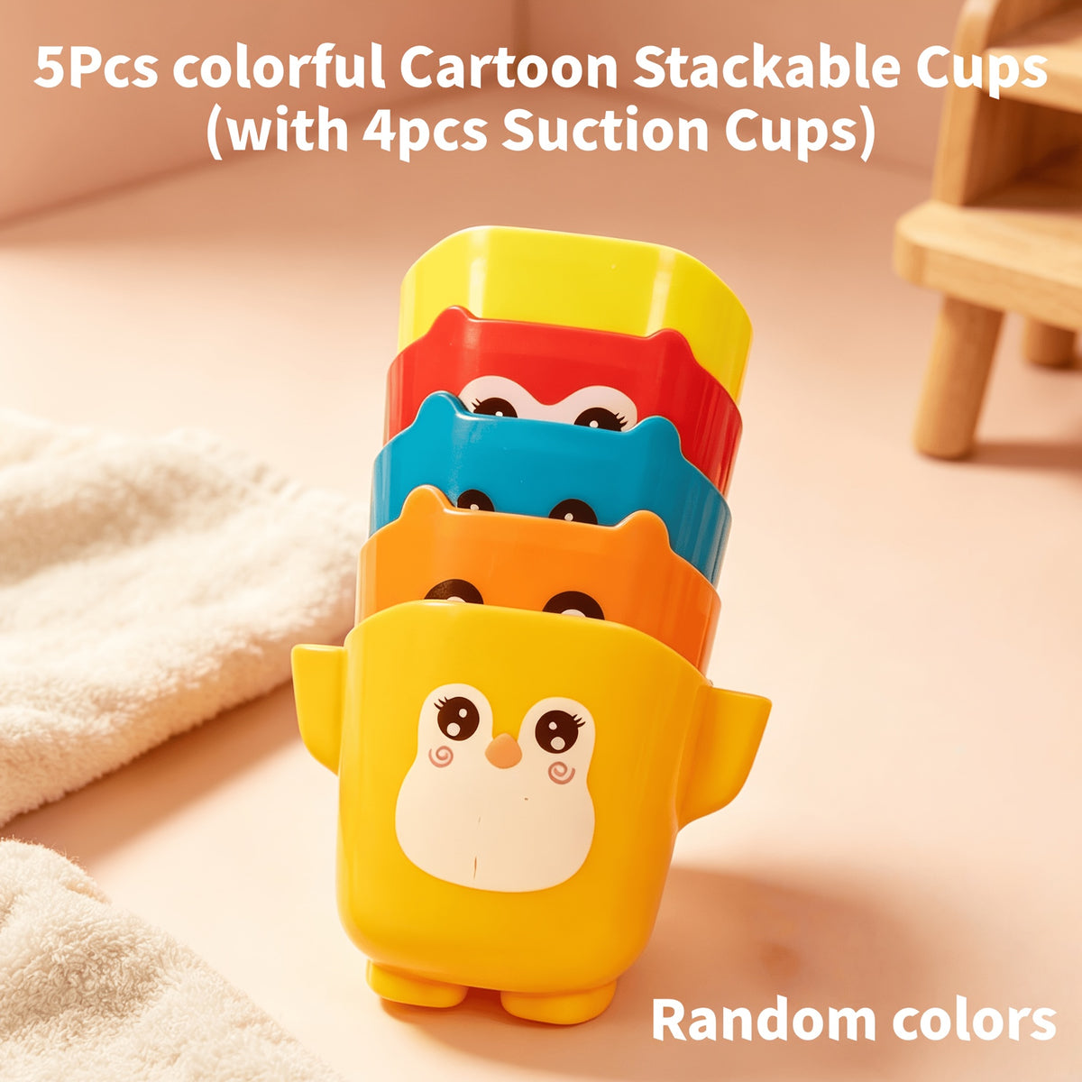 Gobelets de rangement colorés avec dessins animés et ventouses pour — Monptitlou Image