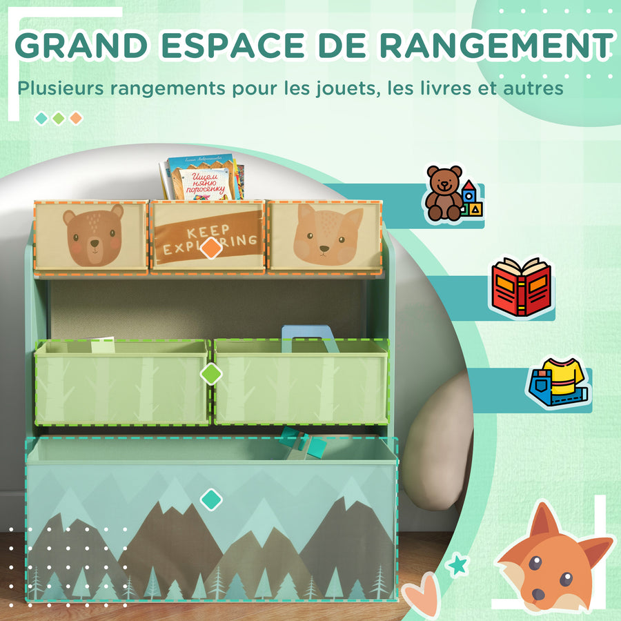 Commode enfant à 6 boîtes en tissu, motif montagne — Monptitlou