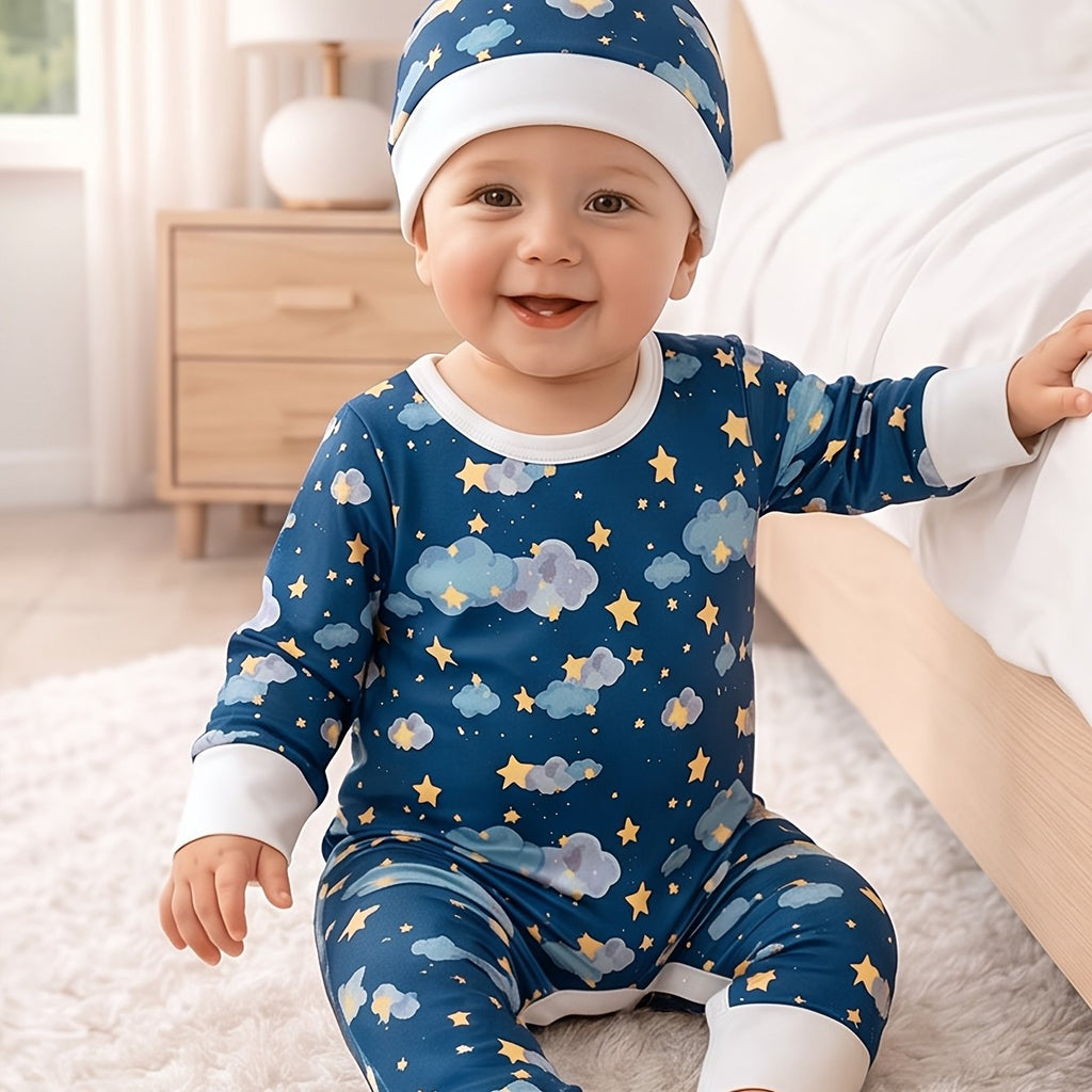 Barboteuse Nuage Ciel Étoilé, Printemps/Automne Unisexe Bébé — Monptitlou