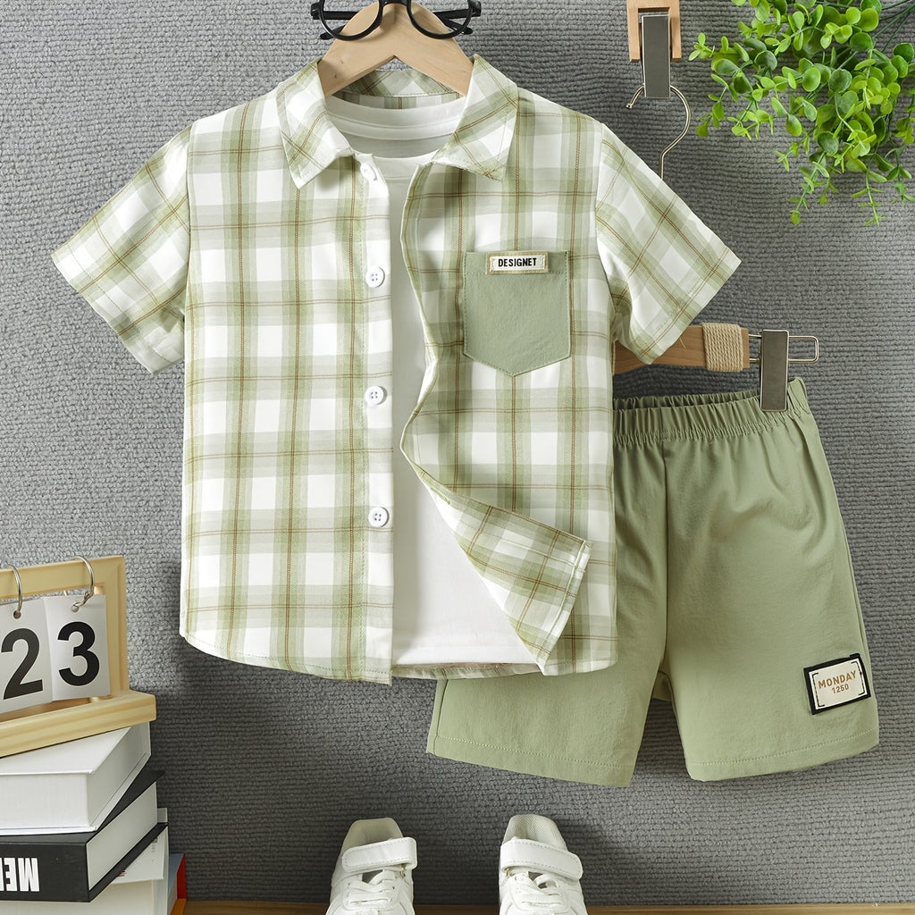 Ensemble de chemise d'été à manches courtes avec col et boutons pour — Monptitlou