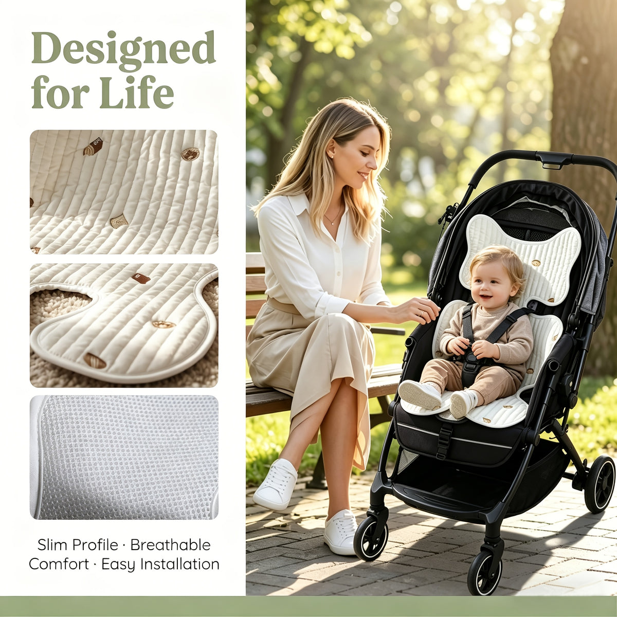 Coussin de poussette bébé, doublure matelassée douce avec motifs de — Monptitlou Image