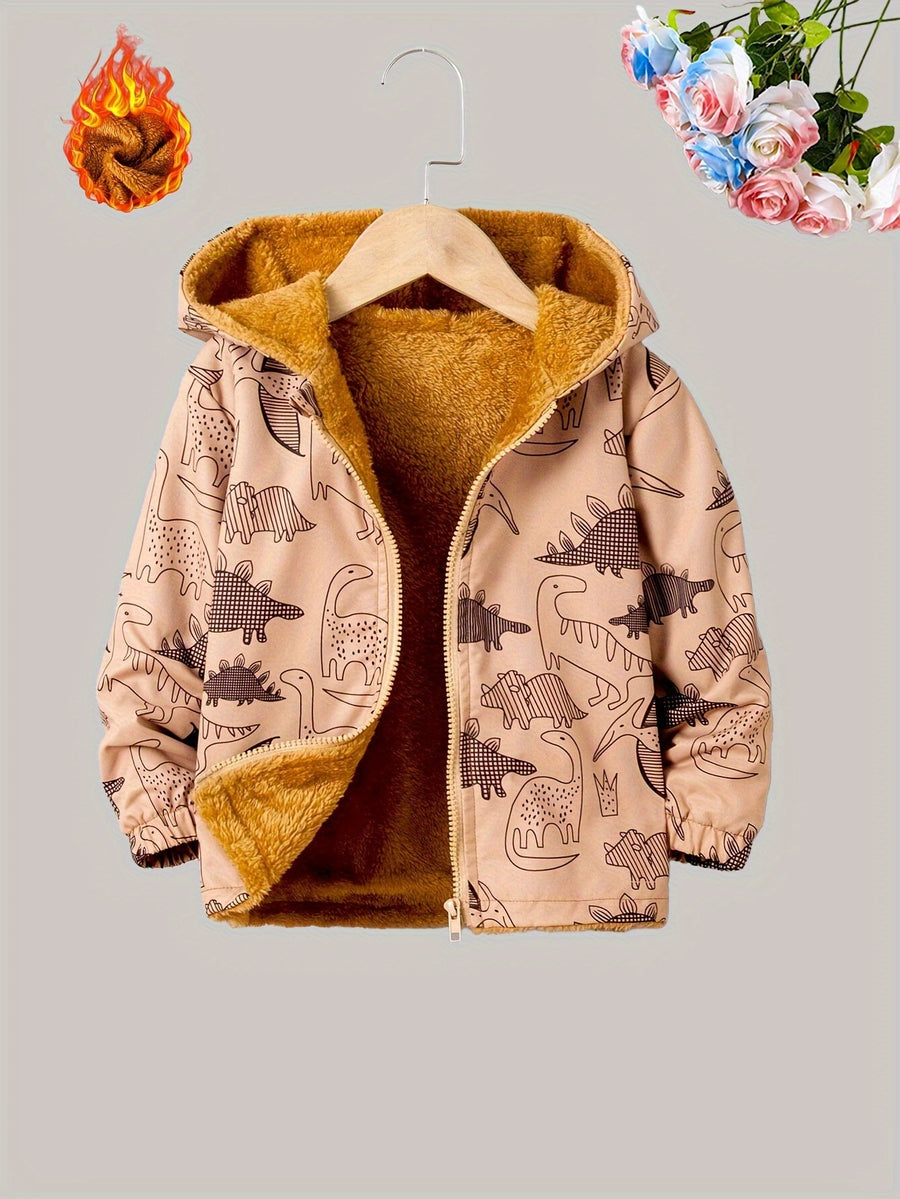 [Vêtements automne hiver] Veste à capuche en polaire teddy imprimée — Monptitlou