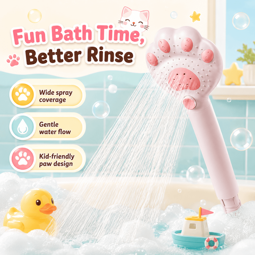 Ensemble de pommeau de douche à main en forme de patte de chat — Monptitlou