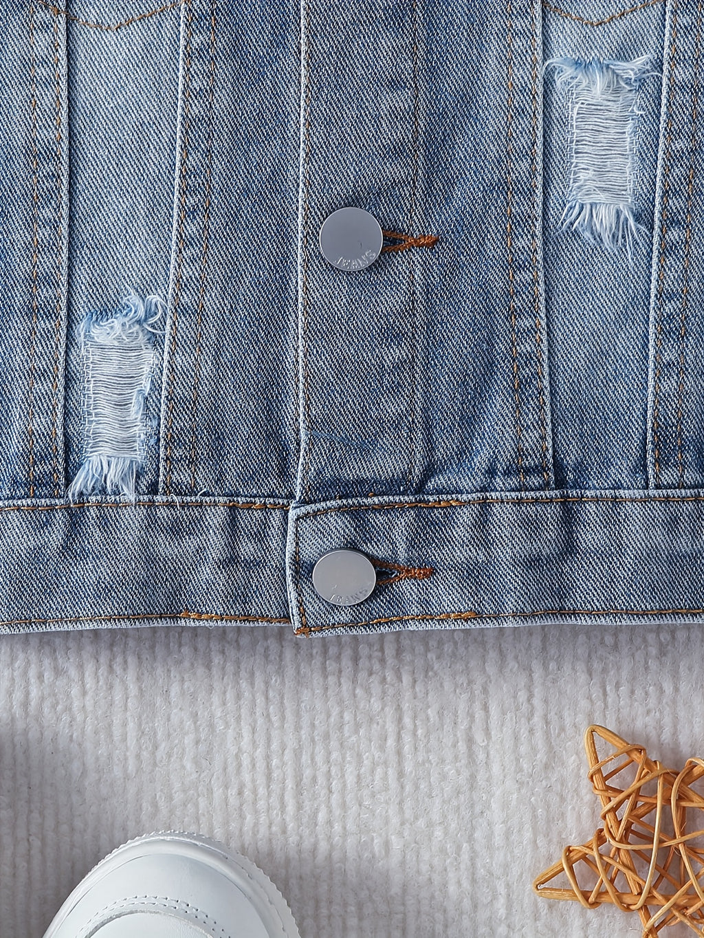 Veste en jean délavé bleu clair motif petit ours garçon, photo 17