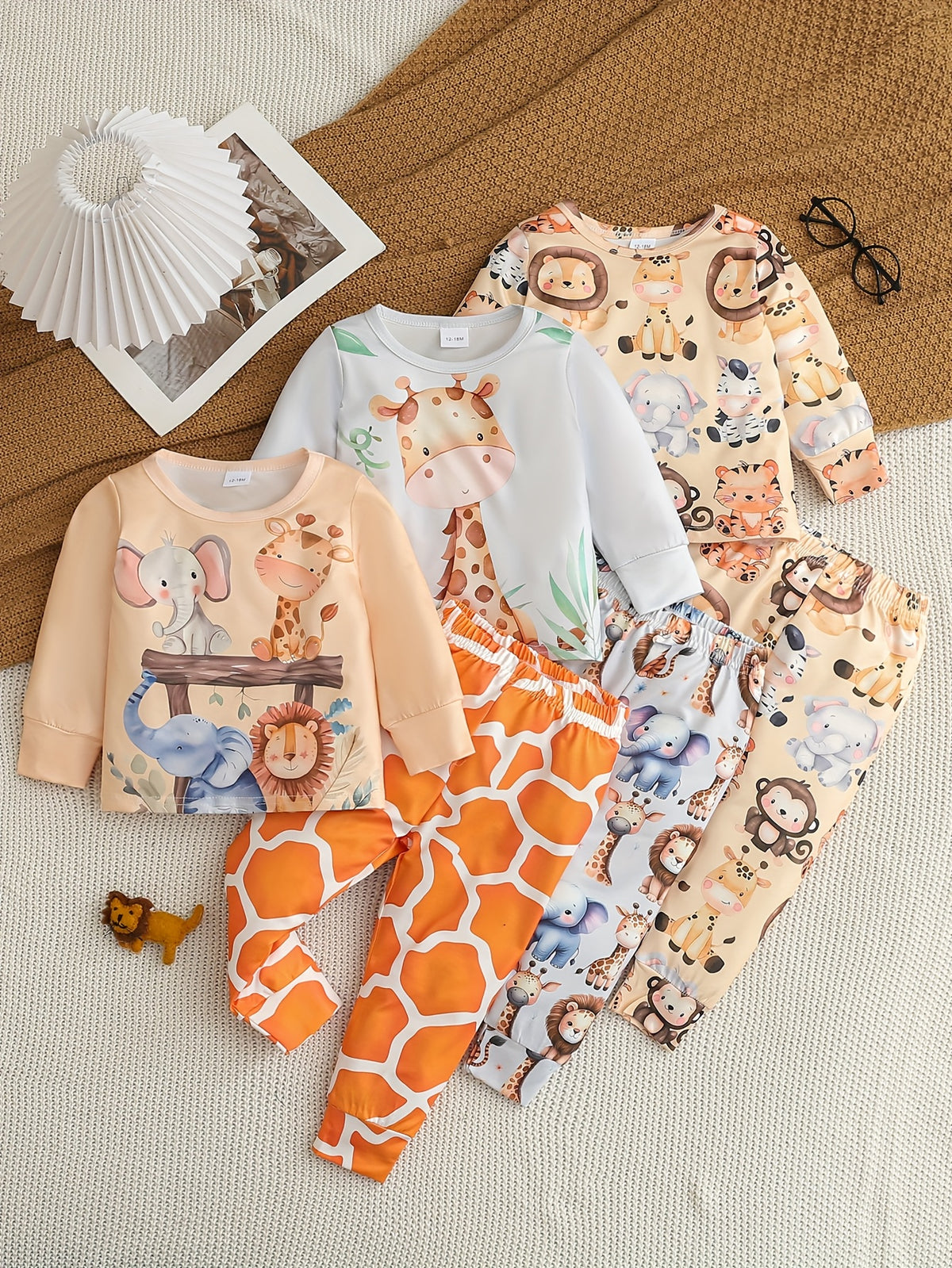 Ensembles de 6 pièces pour filles à imprimé animalier et dessin animé — Monptitlou Image