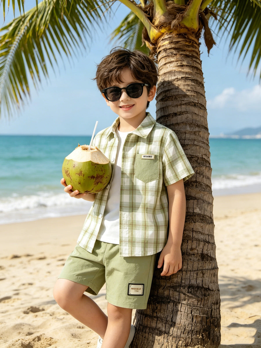 Ensemble de chemise d'été à manches courtes avec col et boutons pour — Monptitlou