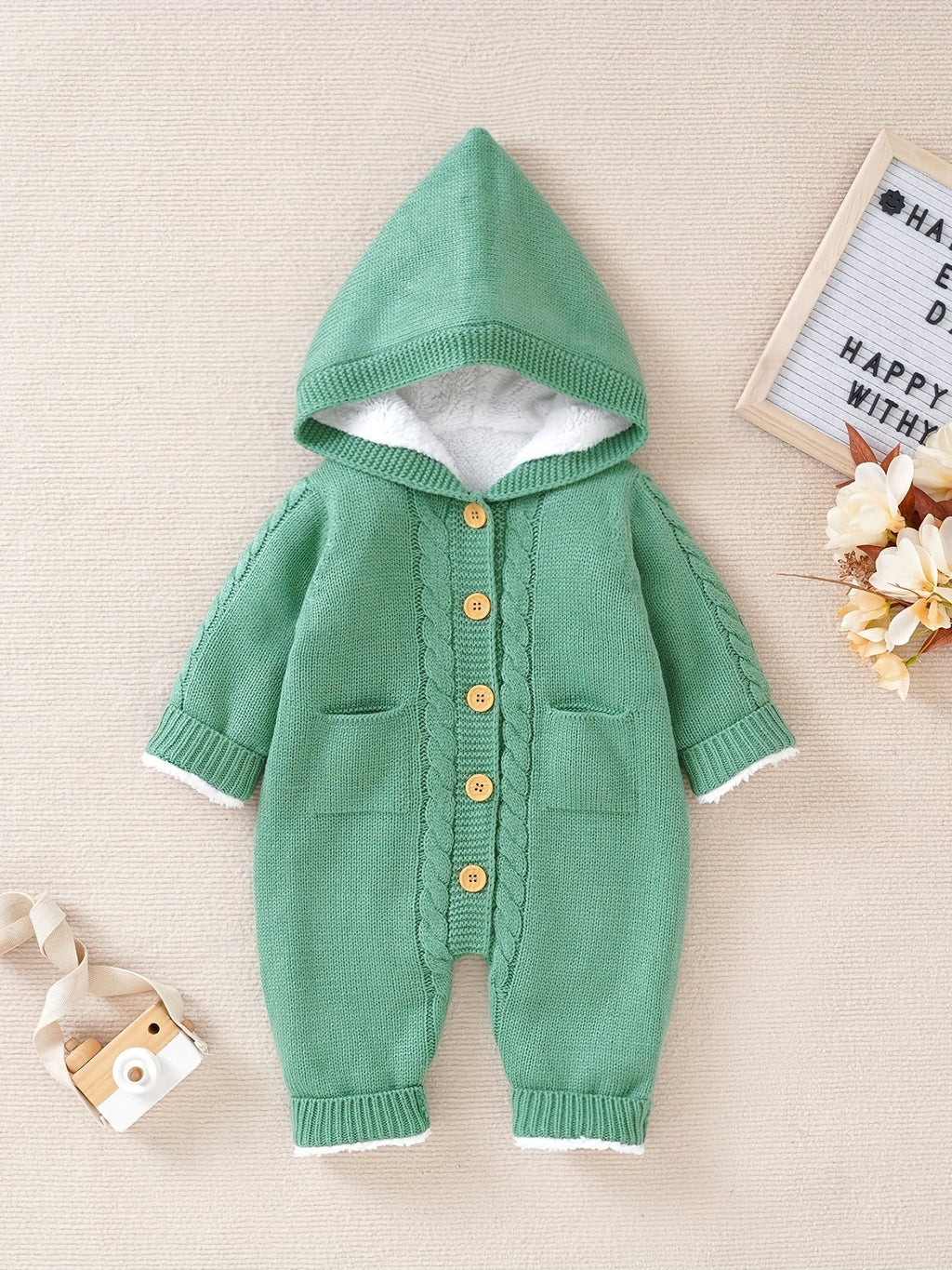 Combinaison tricotée en cachemire, à capuche et à manches longues, pour nouveau-nés, garçons et filles