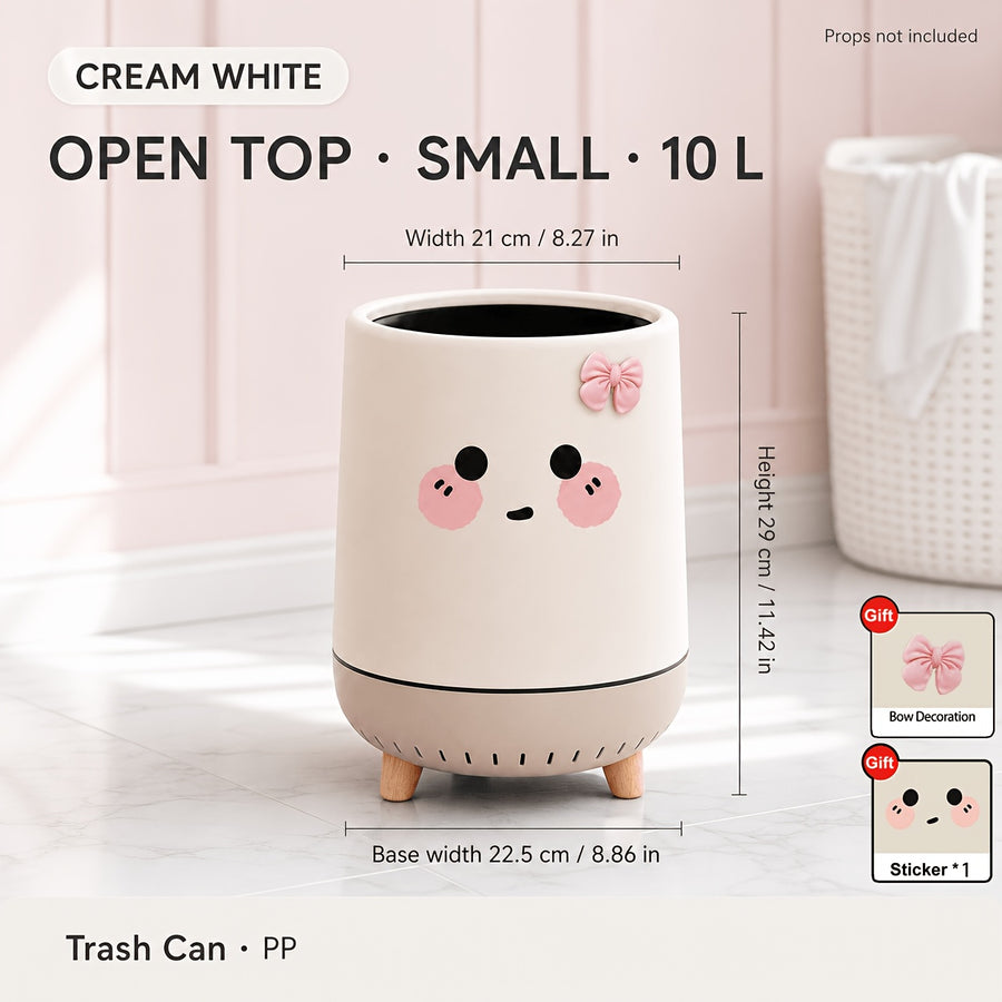 Poubelle à nœud rose mignon, poubelle à double couche sans couvercle — Monptitlou