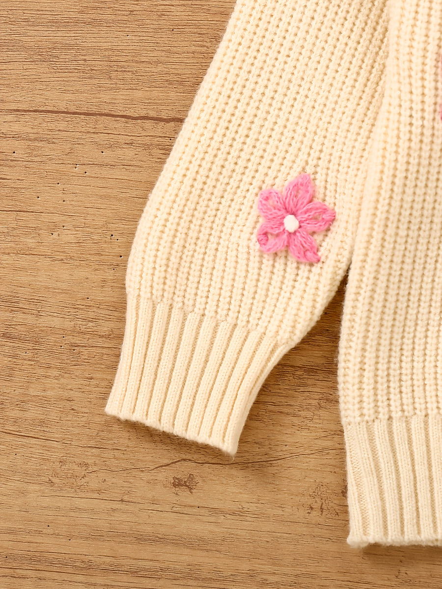 Pull à manches longues brodé à la main pour bébés filles avec lettres — Monptitlou