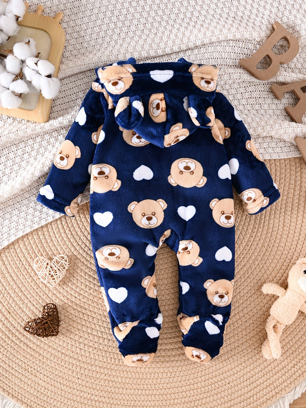 Barboteuse à Capuche en Polaire Douce pour Bébé — Monptitlou