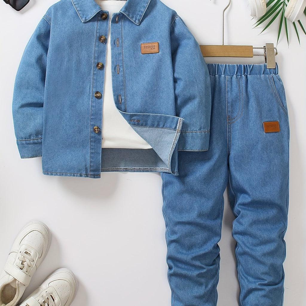 1 Ensemble Jeune Denim Manches Longues et Pantalon Long : Comprend une — Monptitlou