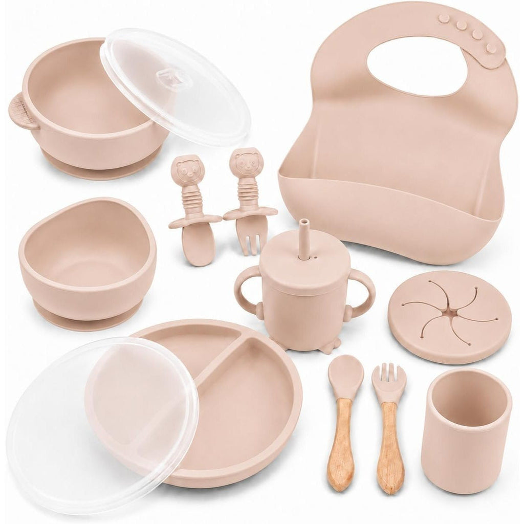 Ensemble d'alimentation bleu pour bébé en silicone — Monptitlou