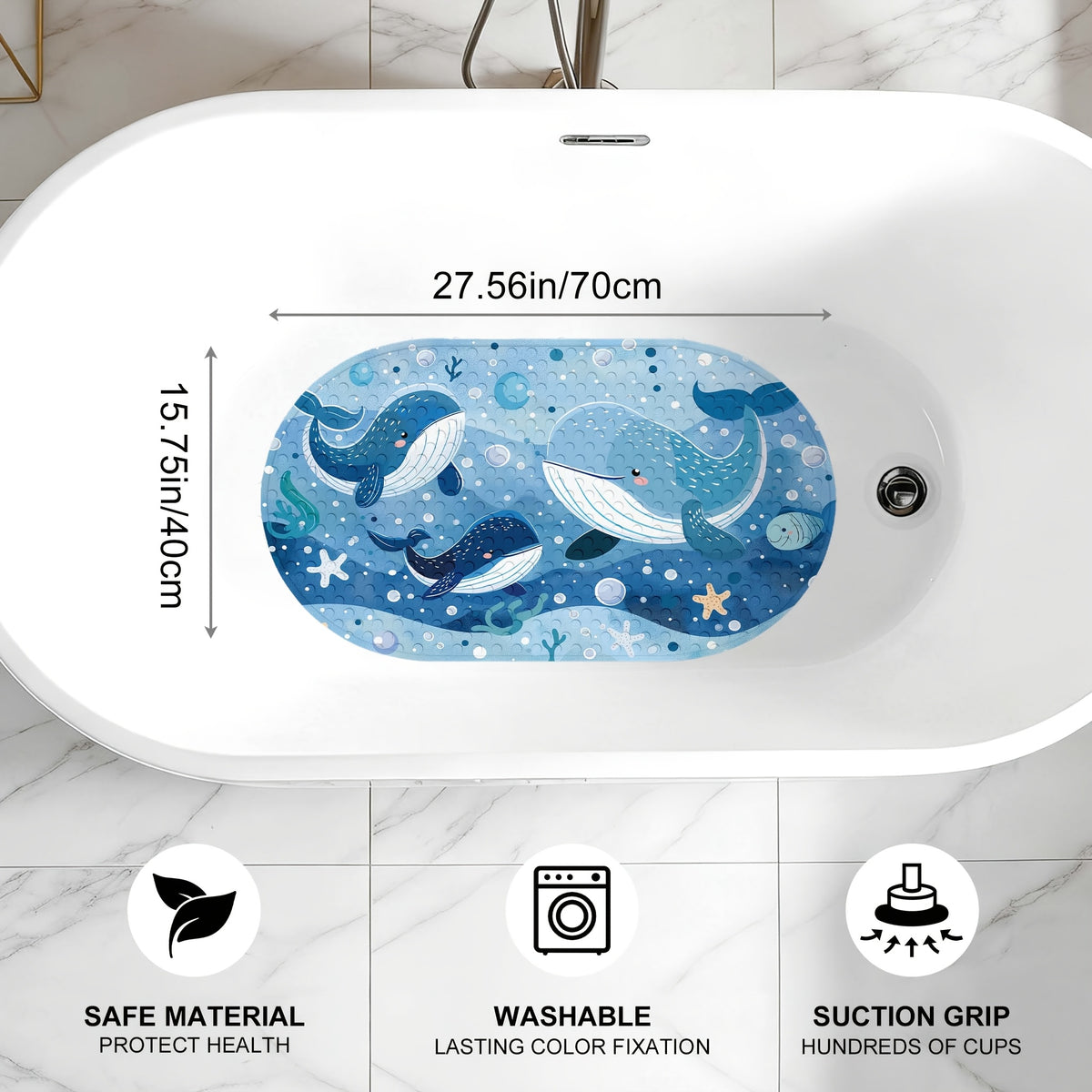 [Tapis antidérapant massage] Tapis de bain ovale antidérapant — Monptitlou Image