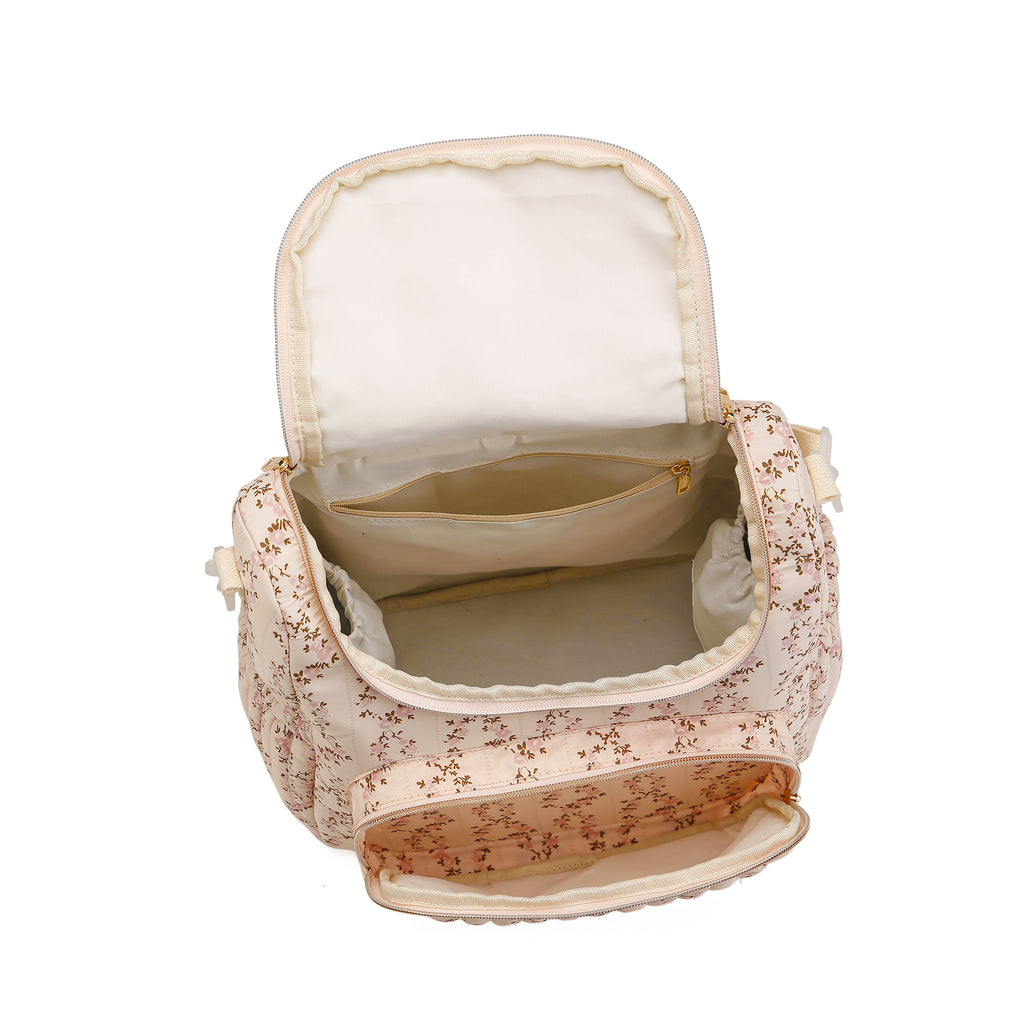 Sac à dos mère en fleurs grande capacité, sac de maternité matelassé — Monptitlou
